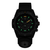 Bracelet de montre pour homme avec boîtier noir, cadran noir et index verts lumineux