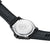 Dos de la montre homme : boîtier argenté avec gravure et bracelet textile noir