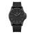 Montre homme avec cadran noir, index luminescents et bracelet textile noir