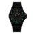 Luminox Herrenuhr mit schwarzem Gehäuse und dunklem Zifferblatt, grün leuchtende Indizes