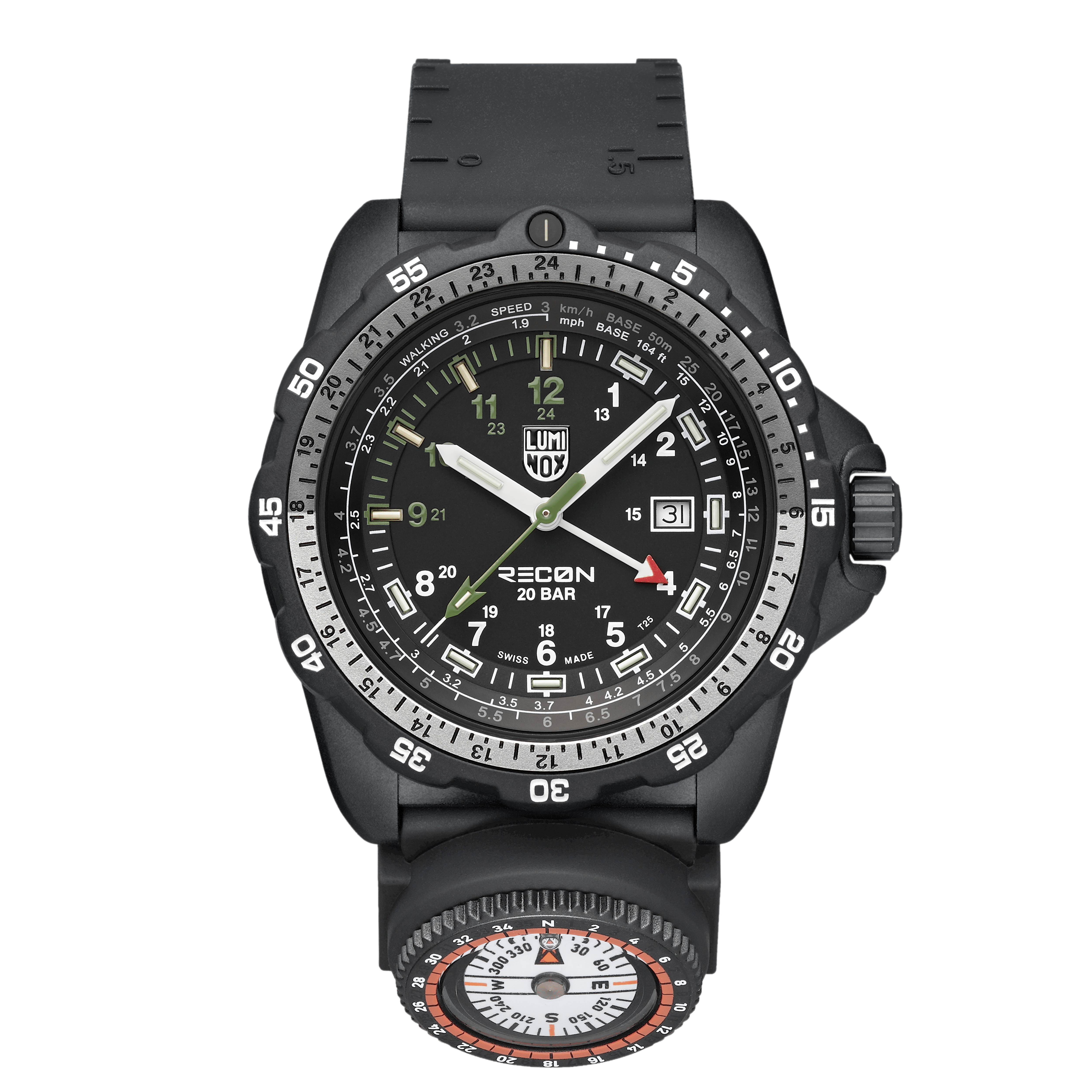 Montre Luminox RECON pour homme avec boîtier noir, cadran noir et bracelet noir