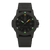 Montre homme avec bracelet en caoutchouc noir et cadran noir, affichage de la date