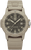 Montre homme avec bracelet en caoutchouc beige et cadran noir, affichage de la date