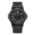 Montre pour homme avec boîtier noir, cadran à index luminescents et bracelet en caoutchouc