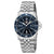 Bracelet de montre pour homme avec cadran bleu, bracelet en métal argenté et index