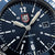 Cadran de montre pour homme avec fond bleu, index des heures et affichage de la date