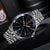Bracelet de montre pour homme avec cadran bleu, bracelet en métal argenté et index luminescents