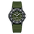 Montre pour homme avec lunette noire, cadran vert foncé et bracelet en silicone kaki