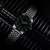 Montre homme avec cadran noir, bracelet en acier inoxydable argenté et aiguilles lumineuses