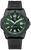 Montre homme avec boîtier noir, cadran vert et bracelet en caoutchouc, affichage de la date