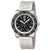 Montre homme avec cadran noir, index argentés, bracelet en silicone beige et lunette.