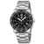 Montre chronographe pour homme avec bracelet en acier inoxydable, cadran noir et compteurs de chronographe