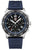 Montre de plongée avec bracelet en silicone bleu, cadran noir et index luminescents