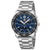 Bracelet de montre pour homme en acier inoxydable avec cadran bleu, design chronographe