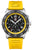 Montre de sport pour homme avec bracelet en silicone jaune, cadran noir et sous-cadrans chronographes