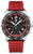 Montre homme avec cadran noir, bracelet en silicone rouge et boîtier en acier inoxydable