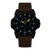 Bracelet de montre pour homme en caoutchouc marron, cadran noir et index luminescents