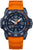 Bracelet de montre pour homme avec bracelet en caoutchouc orange, cadran bleu et index luminescents