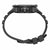 Vue du bracelet de montre pour homme : bracelet noir avec boucle et maillons de réglage sur le boîtier.
