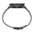 Ansicht eines Herrenuhr-Armbands: schwarze Strukturglieder mit Dorn und Gehäuse am Rand.