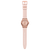 Swatch System 51 Irony Uhr seitlich: hellrosa Armband mit roséfarbenem Gehäuse