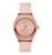 Swatch System 51 Irony Uhr mit roséfarbenem Zifferblatt und geripptem hellrosa Armband