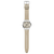 Swatch Sistem51 Armbanduhr mit beigem Lederband, silbernem Gehäuse und Krone