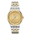 Swatch Herrenuhr mit zweifarbigem Metallband und goldenem Zifferblatt, Datum bei 6 Uhr