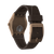 Armbanduhr-Rückseite mit dunklem Silikonarmband und Metallgehäuse