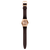 Armbanduhr mit Roségoldfarbenem Gehäuse, braunem Silikonarmband und Dornschließe