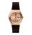 Armbanduhr mit Roségoldfarbenem Gehäuse und dunklem, strukturiertem Silikonarmband