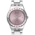 Damenarmbanduhr Swatch mit rosafarbenem Zifferblatt, Kristalllünette und Datumsanzeige
