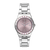 Damenarmbanduhr Swatch, Edelstahlgehäuse und -armband mit rosafarbenem Zifferblatt