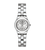 Damenuhr mit silberfarbenem Edelstahlgehäuse und poliertem Triple-Link-Armband