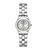 Kompakte Damenuhr mit silberfarbenem Zifferblatt und Edelstahl-Triple-Link-Armband