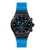 Herren-Chronographenuhr mit schwarzem Gehäuse und blauem Textilarmband, blaues Zifferblatt