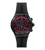 Herren-Chronograph Armbanduhr mit schwarzem Gehäuse, rotem Zifferblatt und schwarzem Silikonband