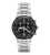 Herren-Chronographenarmbanduhr mit schwarzem Zifferblatt, Edelstahlarmband und Tachymeter-Lünette