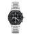 Herren-Chronographenarmbanduhr mit schwarzer Tachymeter-Lünette, Edelstahlgehäuse und -armband