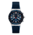 Herrenarmbanduhr mit blauem Chronographenzifferblatt, Edelstahlgehäuse und blauem Band