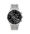 Herren-Chronograph-Armbanduhr in Schwarz: schwarzes Zifferblatt, Metallgliederarmband