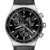 Herren-Chronograph-Armbanduhr, schwarzes Zifferblatt mit Chrono-Subdials und Metalllünette