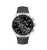 Herren-Chronograph-Armbanduhr mit schwarzem Zifferblatt, Chrono-Subdials und Lederarmband