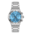 Swatch Damen-Chronograph mit blauem Zifferblatt, Edelstahlarmband und Datumsanzeige