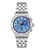 Herrenchronograph mit blauem Zifferblatt und Edelstahlarmband, Chronografen-Anzeige