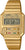 Montre rétro avec bracelet en acier inoxydable doré, affichage numérique, commande par bouton