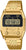 Montre bracelet numérique Casio avec bracelet en acier inoxydable doré et boutons frontaux, écran lumineux