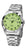 Montre argentée pour homme avec cadran rond vert citron et bracelet en métal, affichage de la date à 3 heures