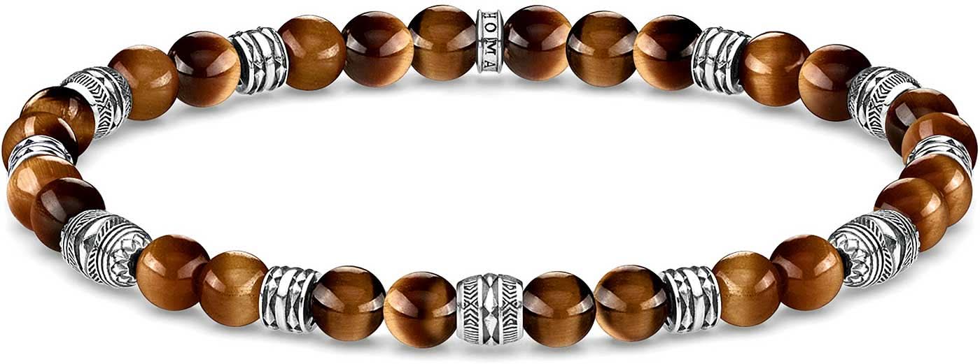 Bracelet en œil de tigre avec éléments ornés - Argent sterling 925