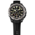 Montre chronographe pour homme avec bracelet noir et boîtier argenté, cadran tachymètre